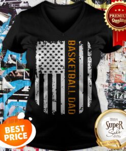 Nice American Flag Proud Basketball Dad V-neck