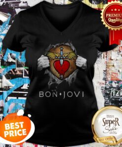 Nice Bon Jovi Logo Blood Inside Me V-neck