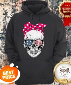 Nice Lady Skull American Flag Bow Hoodie