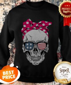 Nice Lady Skull American Flag Bow Sweatshirt