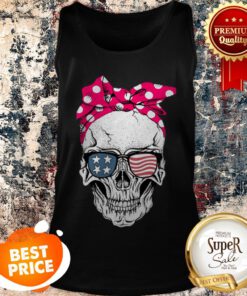Nice Lady Skull American Flag Bow Tank Top