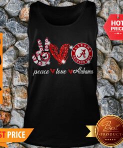 Nice Peace Love Alabama Crimson Tide Football Tank Top