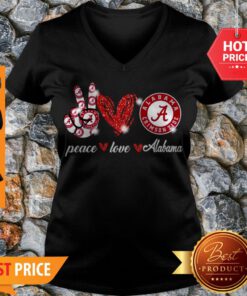 Nice Peace Love Alabama Crimson Tide Football V-neck