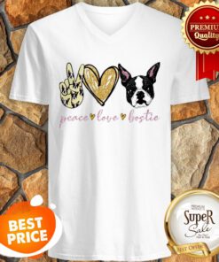 Nice Peace Love Bostie Boston Terrier V-neck