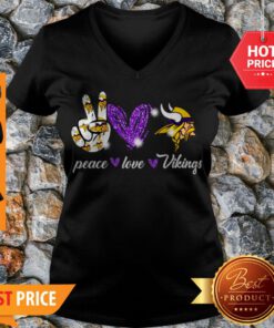 Nice Peace Love Minnesota Vikings Logo V-neck
