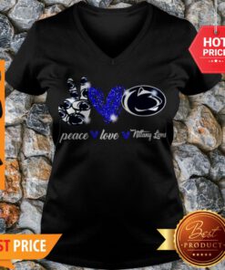 Nice Peace Love Penn State Nittany Lions Logo V-neck