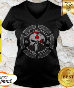 Nice Skull Viking Till Valhalla Never Kneel V-neck
