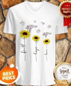 Nice Sunflower Angel Faith Hope Love V-neck
