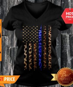 Nice Veteran Leopard American Flag V-neck