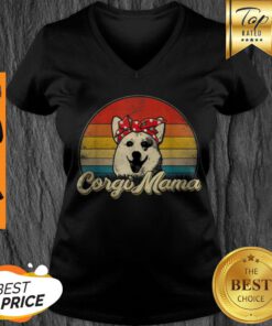 Nice Vintage Corgi Mama Retro Sunset Corgi Dog Lover Gift V-neck