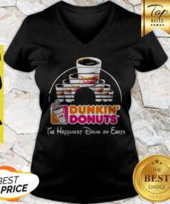 Nice Walt Disney Dunkin’ Donuts The happiest Drink On Earth V-neck