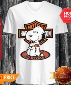 Official Snoopy Harley Davidson Motorcycle Tattoo V-neck