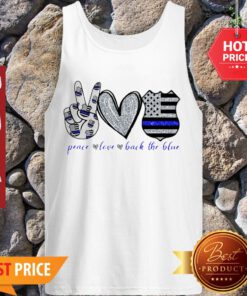 Official Thin Blue Line Peace Love Back The Blue Tank Top