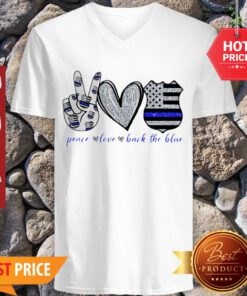 Official Thin Blue Line Peace Love Back The Blue V-neck