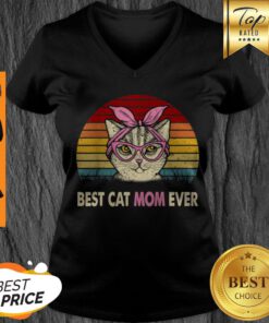 Official Vintage Best Cat Mom Ever Cat Mama Mother Gift Women V-neck