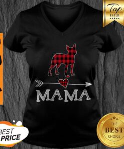 Original Womens Red Plaid Mama Boston Terrier Dog Mom Buffalo Pajama V-neck