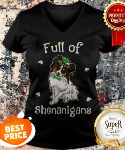 Papillon-Dog Full Of Shenanigans Irish Funny Patricks V-neck