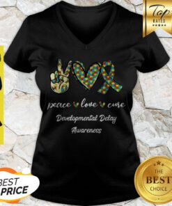 Peace Love Cure Developmental Delay Awareness V-neck