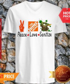 Peace love Sanitize The home Depot Baby Yoda Coronavirus V-neck