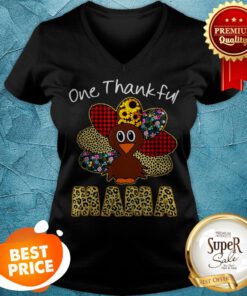 Premium One Thankful Mama Happy Thanksgiving Turkey V-neckk