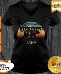 Premium Tara Name Gift Retro Sun Personalized Mama Bear V-neck