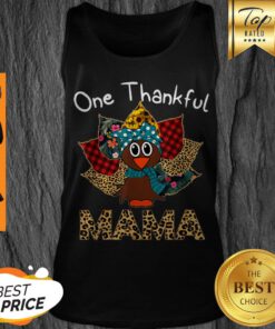 Pretty One Thankful Mama Turkey Leopard Plaid Thanksgiving Tank Top
