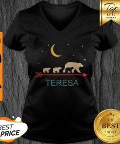 Pretty Teresa Name Gift Personalized Mama Bear With 3 Cubs V-neck
