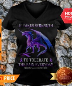 Purple Dragon It Takes Strength To Tolerate The Pain Everyday Fibromyalgia Awareness V-neck