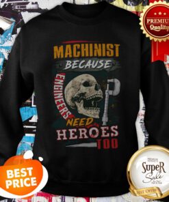 Skull Sarcastic Machinist Because Engineers Need Heroes Too Sweatshirt