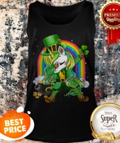 St Patricks Day Dabbing Unicorn Lepricorn Leprechaun Girls Tank Top