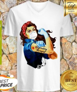 Strong Woman Mask Respiratory Therapist Coronavirus V-neck