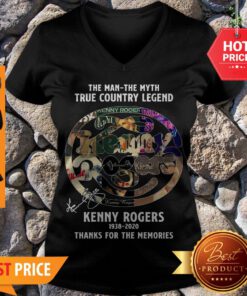 The Man The Myth True Country Legend Kenny Rogers 1938 2020 Signature V-neck