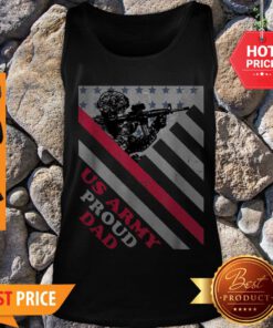 US Army Proud Dad Veteran Fathers Day American Flag Tank Top