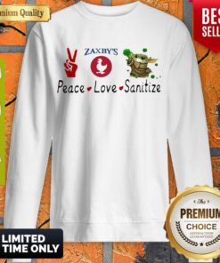 Awesome Peace Love Sanitize Zaxbys Baby Yoda Sweatshirt