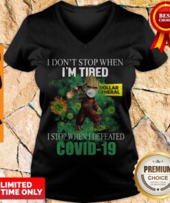 Baby Groot Dollar General I Stop When I Defeated Covid-19 V-neck