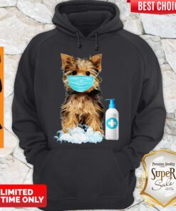 Cute Yorkshire Terrier Face Mask Hand Washing Dog Lover Hoodie