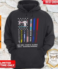 Top Sew American Flag No One Fights Alone 2020 Coronavirus Pandemic Hoodie