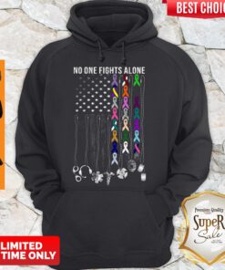 Top American No One Fights Alone Breast Cancer Awareness Hoodie