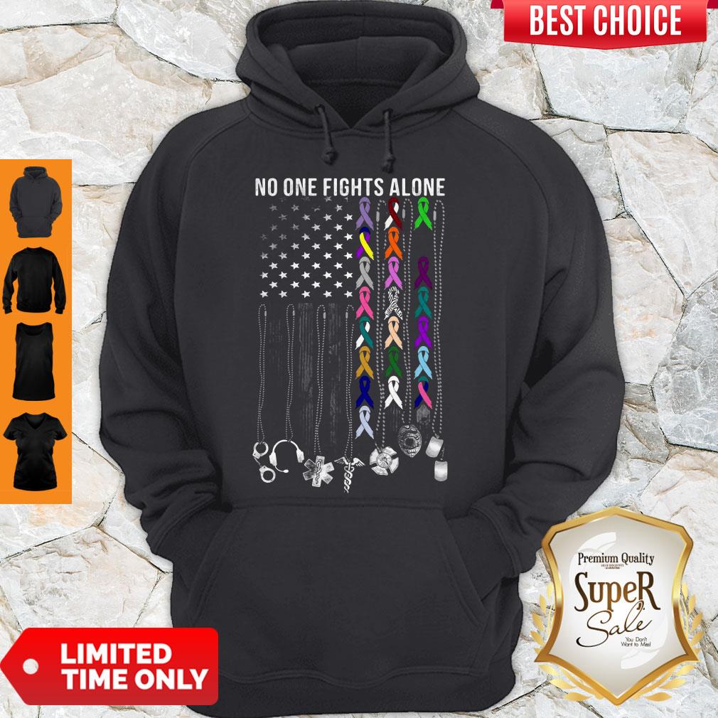 Top American No One Fights Alone Breast Cancer Awareness Hoodie Top American No One Fights Alone Breast Cancer Awareness Hoodie