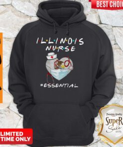 Nice Illinois Nurse Heart Stethoscope Lllinois Flag #Essential Hoodie
