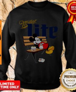 Mickey Mouse Drinking Miller Lite On Park Bench Sweatshirt