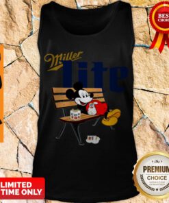 Mickey Mouse Drinking Miller Lite On Park Bench Tank Top