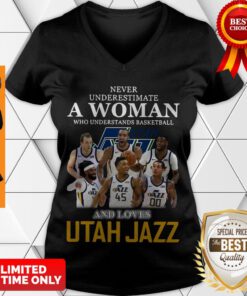 Never Underestimate A Woman Who Understands Baseball And Loves Utah Jazz V-neck