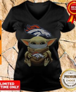 Nice Baby Yoda Face Mask Denver Broncos Tee V-neck