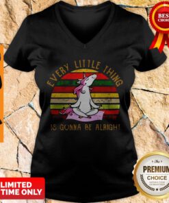 Nice Every Little Thing Is Gonna Be Alright Unicorn Yoga Sunset V-neck