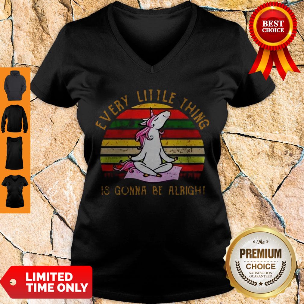 Nice Every Little Thing Is Gonna Be Alright Unicorn Yoga Sunset V-neck Nice Every Little Thing Is Gonna Be Alright Unicorn Yoga Sunset V-neck