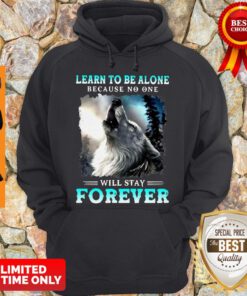 Nice Learn To Be Alone Because No One Will Stay Forever Wolf Hoodie
