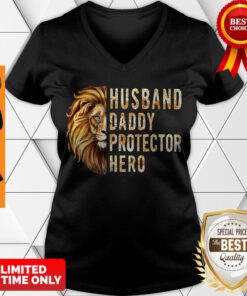Official Lion Husband Daddy Protector Hero V-neck