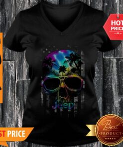 Official Skull Vacation Jeep American Flag V-neck