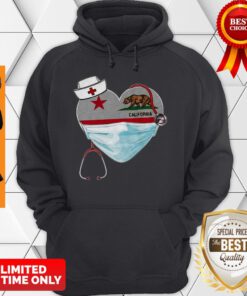 Premium Nurse Heart Stethoscope Mask California Flag Hoodie